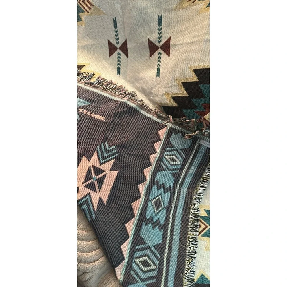 Aztec Design Throw Blanket 50x60 Afghan Tapestry Frills